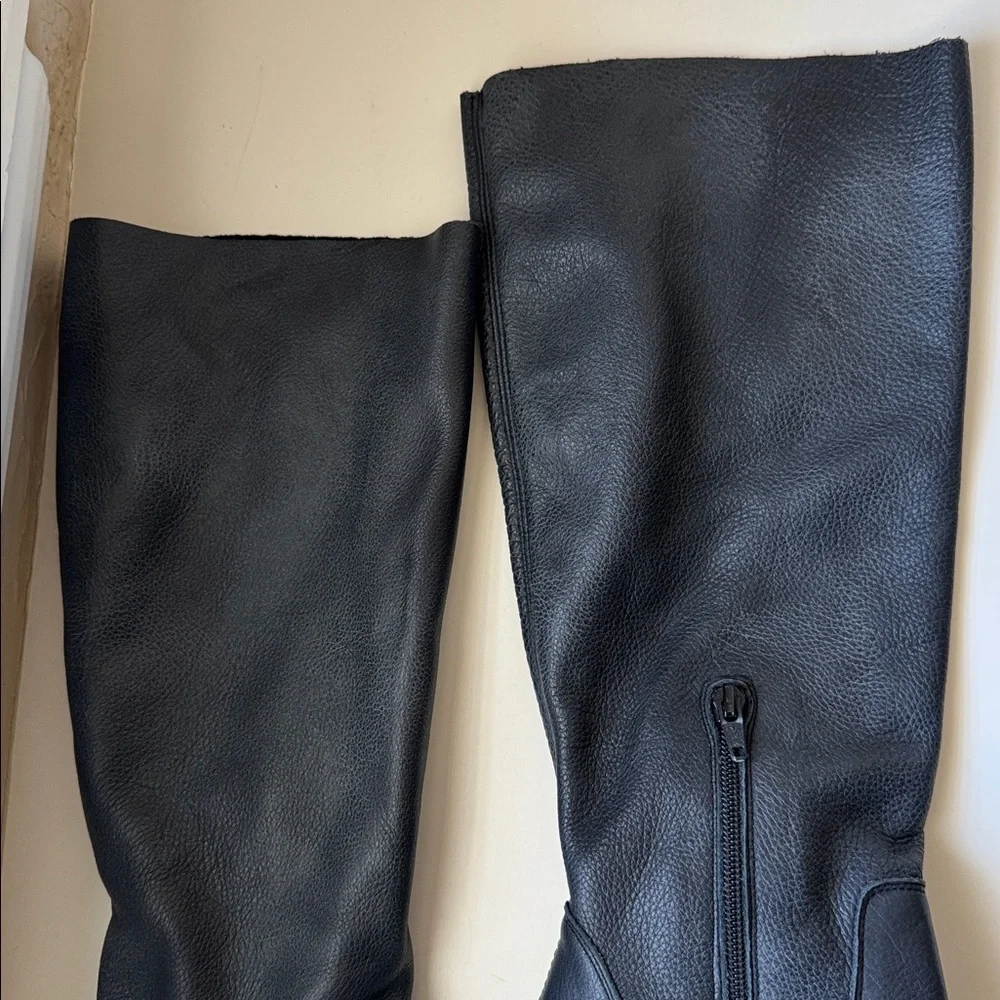 Free People Black Leather Knee-High Boots